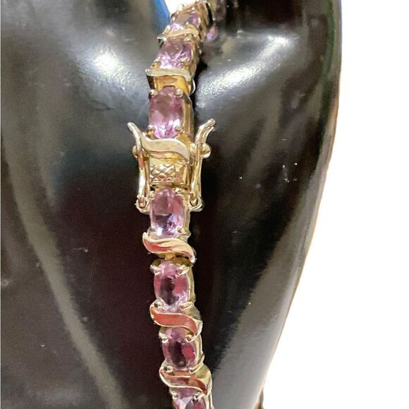 Sterling Silver Amethyst Tennis Bracelet - Picture 5 of 11